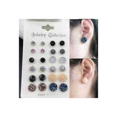 SHARE THIS PRODUCT   Set Of 12 Pairs Lovely Mix Different Shape Stud Earrings