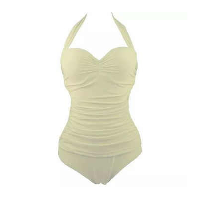 Women's Sexy One Piece Solid Color Beach Swimsuit - Light Apricot