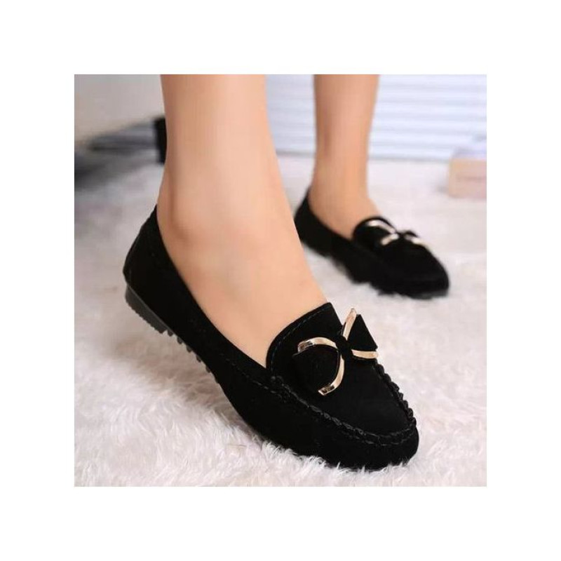 Unique Female Flat Shoe- Black