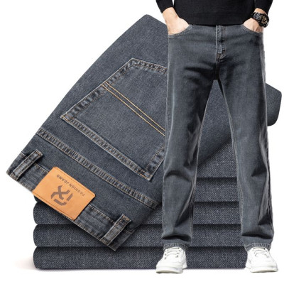 Classic Style Autumn And Winter Men's Plain Black Straight-leg Jeans